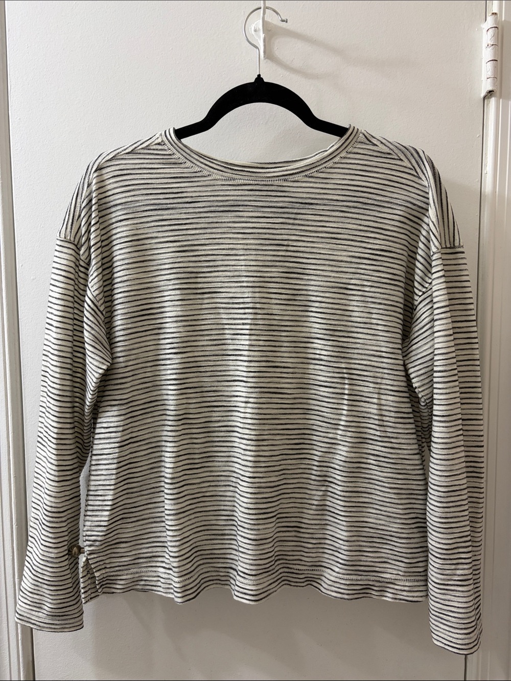 Boxy Striped Long Sleeve Tee - Black and White